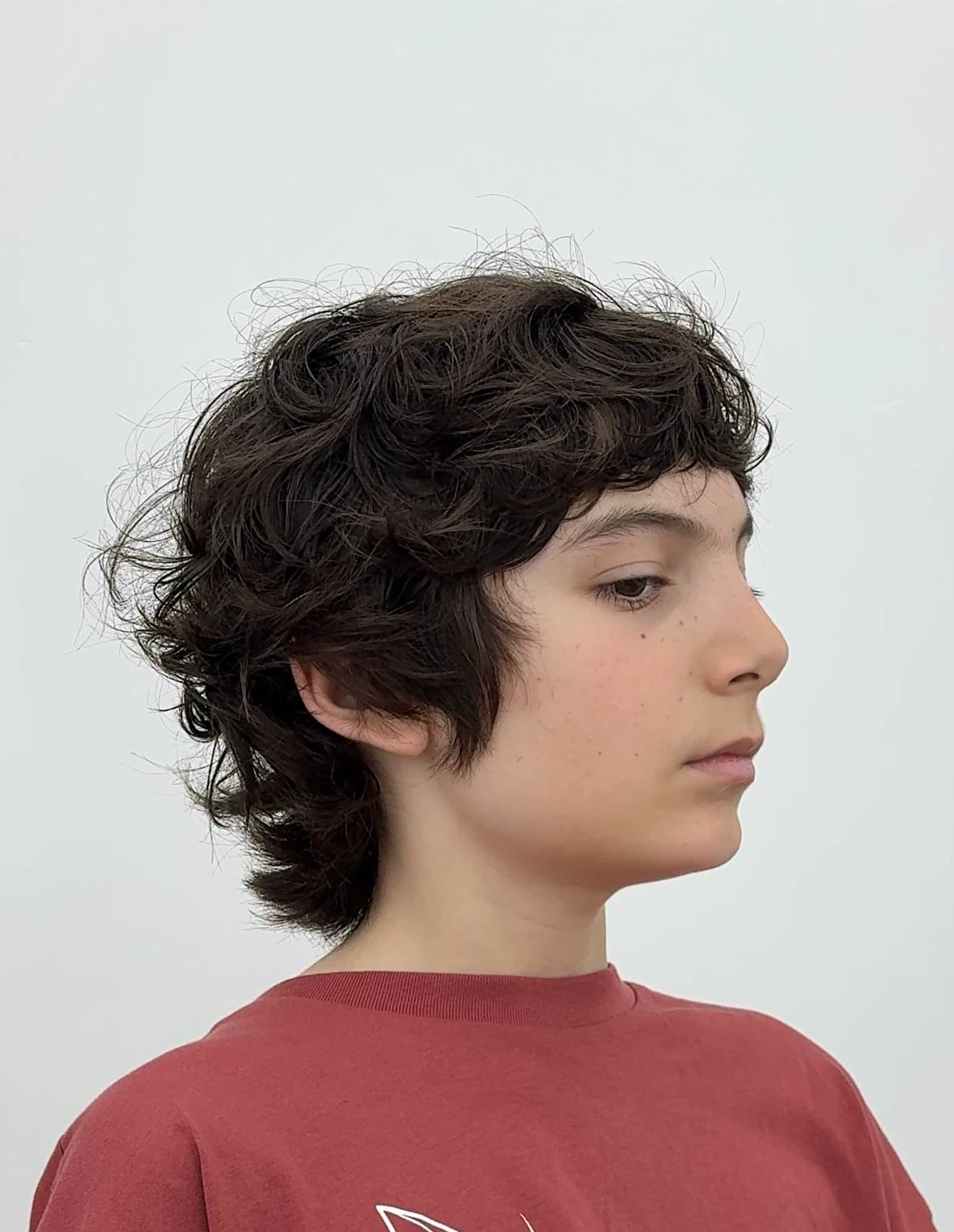 Lucrare Ștefan Jicarean — mullet modern cu bucle naturale, profil lateral
